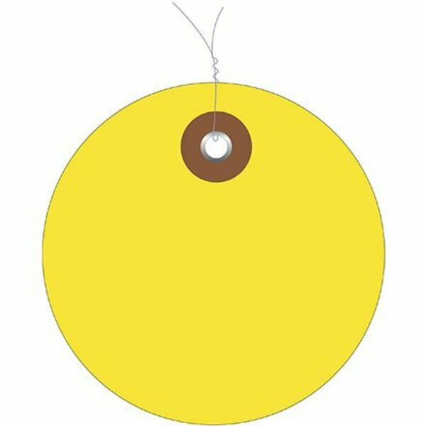 Bsc Preferred 2'' Yellow Plastic Circle Tags - Pre-Wired, 100PK S-12329Y-PW